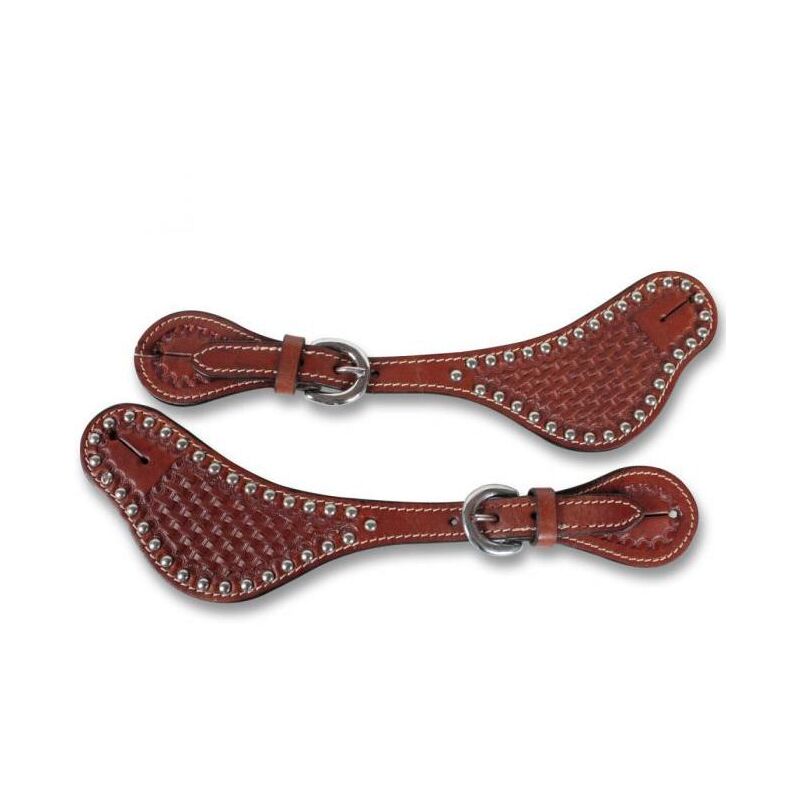 Noir - Grand porte éperon western avec clous en cuir et vannerie modèle Pin