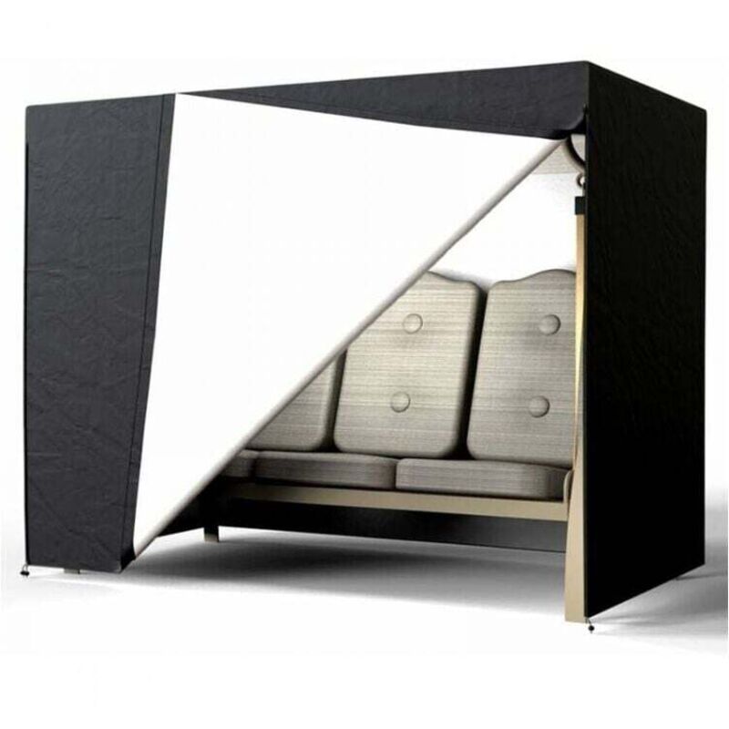 Noir Housse Balancelle Jardin 3 Places,Bâche de Protection Balançoire 210D Oxford Imperméable Anti-UV,Anti-Poussière 220x125x170CM