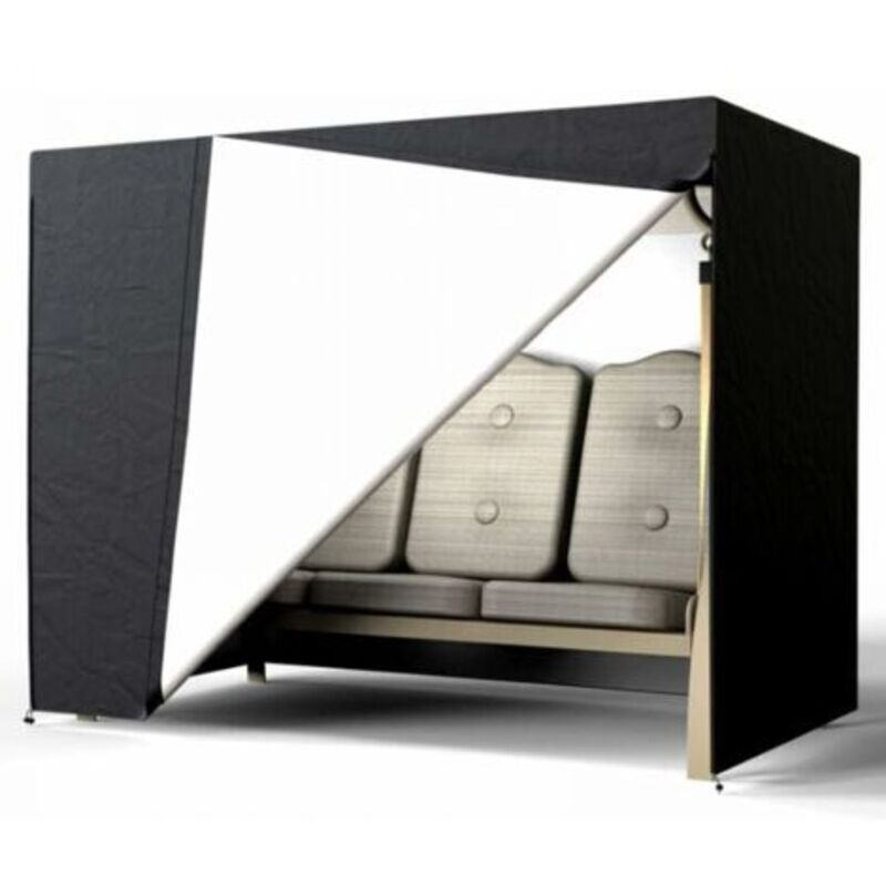 Noir Housse Balancelle Jardin 3 Places,Bâche de Protection Balançoire 210D Oxford Imperméable Anti-UV,Anti-Poussière 220x125x170CM