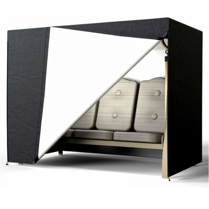 Noir Housse Balancelle Jardin 3 Places,Bâche de Protection Balançoire 210D Oxford Imperméable Anti-UV,Anti-Poussière 220x125x170CM