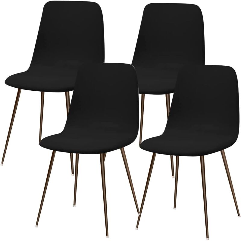 Noir Housse de Chaise Scandinave Extensible Lot de 4 Moderne Housse de Chaise de Salle à Manger Lavable Universel Couverture de Chaise de Cuisine