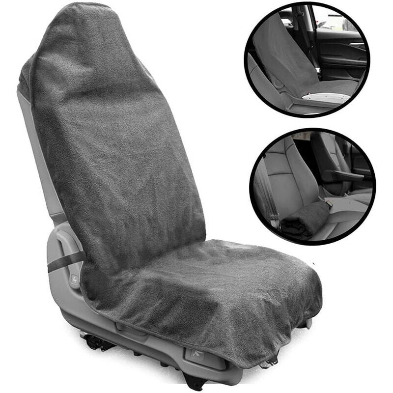 Cyslmuk - grise Housse de siège avant de voiture universelle, imperméable, antidérapante, absorbant la transpiration, lavable en machine, en tissu