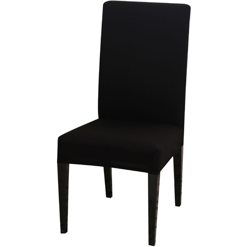 (Noir) Lot de 2 housses de chaise extensibles, housses de chaise de salle à manger universelles, housses de chaise amovibles et lavables, adaptées à