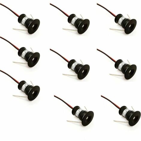 noir Lot de 9 mini spots LED 12 V 1 W encastrables au plafond pour cuisine, escalier, placard, couloir, éclairage DIY, blanc chaud, blanc froid, vitrines, armoire, petit plafond, IP65，3000k (120°