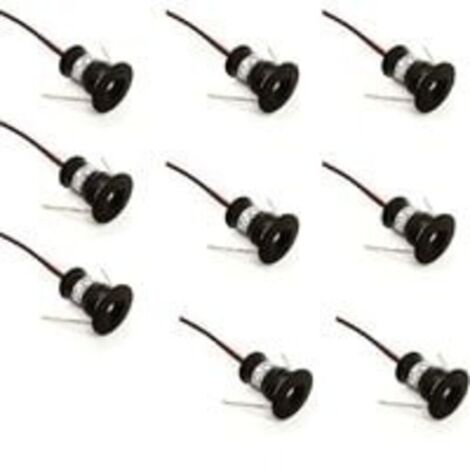 noir Lot de 9 mini spots LED 12 V 1 W encastrables au plafond pour cuisine, escalier, placard, couloir, éclairage DIY, blanc chaud, blanc froid, vitrines, armoire, petit plafond, IP65，3000k (120°, bla