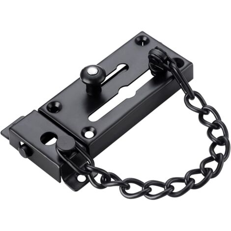 (Noir mat) Verrou de porte à chaîne, loquet de porte avec chaîne antivol-AquaForge