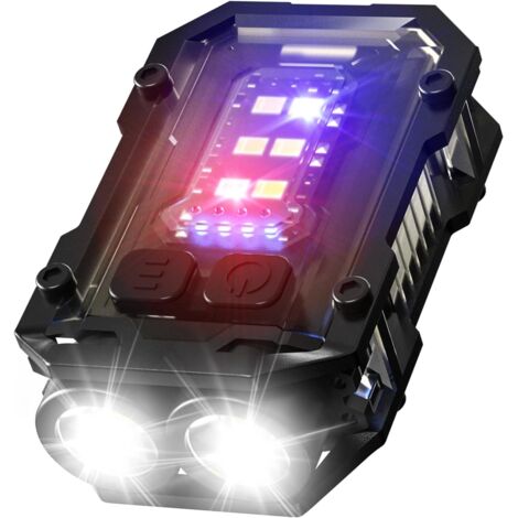 (Noir) Mini lampe torche EDC rechargeable de 900 lumens, éclairage multicolore avec alarme, petit porte-clés à base magnétique - AquaForge