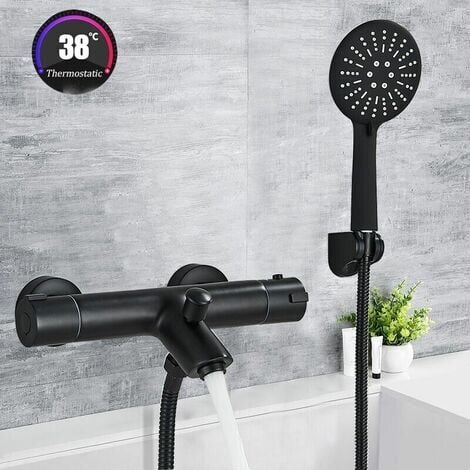 Mitigeur de Baignoire Cascade Robinet de Baignoire Mural avec Douchette à  Main - Flexible de Douche 1,5m Robinet de Douche Bain Noir - Cdiscount  Bricolage