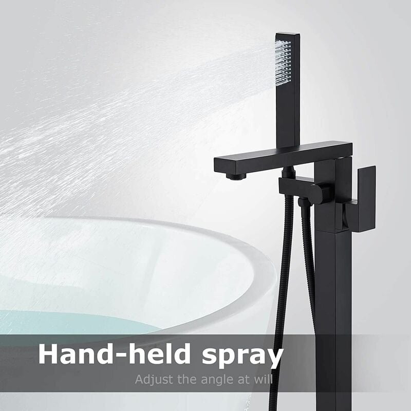 Noir Mitigeur De Bain Robinet De Bain Avec Douche à Main Mitigeur De Bain Robinet Baignoire Cascade