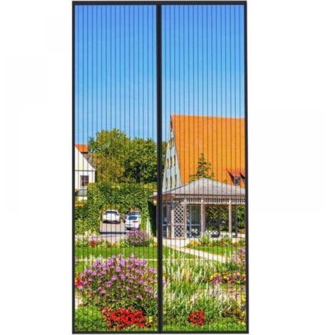 Noir Moustiquaire Porte Magnétique 140x240cm Rideau Anti Mouche Bande Adhésive Fermeture Automatique Maille Ultra Fine Installation sans Outil Facile pour Enfants et Animaux de Compagnie