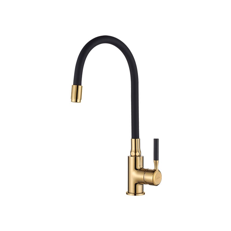 Robinet Cuisine Mitigeur Or Noir Haut Monocommande