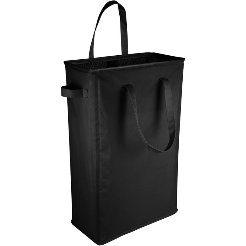 Noir Panier à Linge Mince, 39x19x62.5CM, Panier à Linge Portatif à Longues Poignées, Pliage Corbeilles à Linge et Étroit Sac à Linge Rectangulaire,