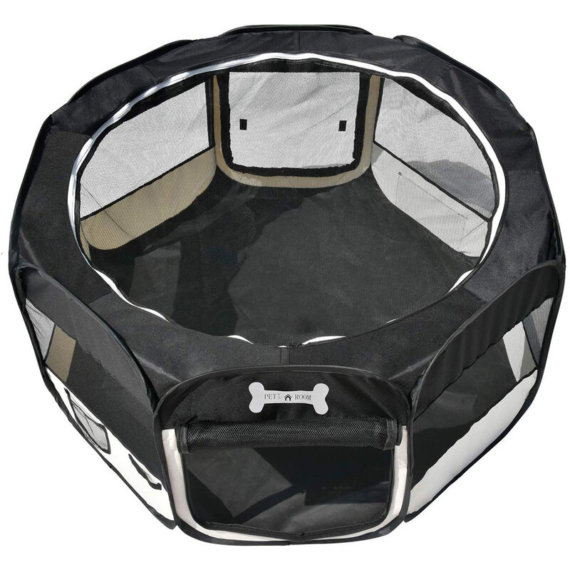 Petigi - Noir Parc á chien xl 115 cm Chat Lapin Pliable Animales Mascotas Enclos In/extérieur
