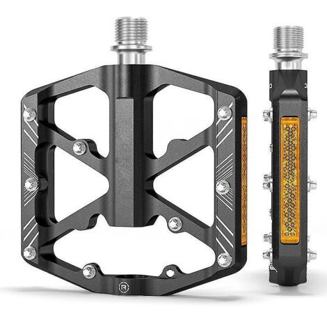 (noir) Pdales De Vlo En Aluminium Avec Rflecteurs, Alliage D'aluminium Avec Rflecteurs, Repose-pieds, Accessoires D'quipement Cycliste