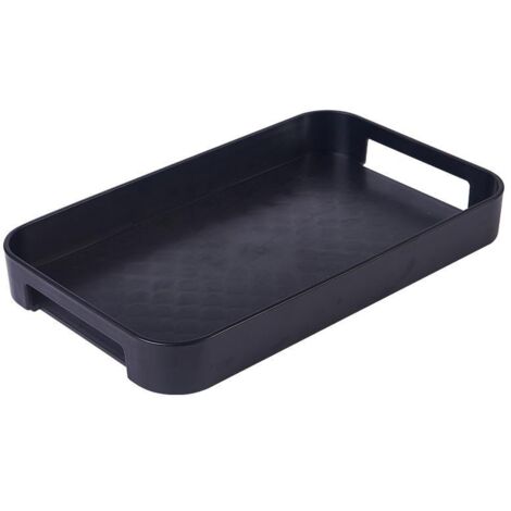 noir Plateau De Service Blanc Avec Poignées Plateau De Service Rectangulaire Empilable En Plastique