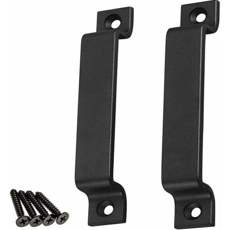Noir Poignée de porte de grange, 2 poignées de porte de grange pour porte en bois, pour portail/abri de jardin, armoires de cuisine, poignées de