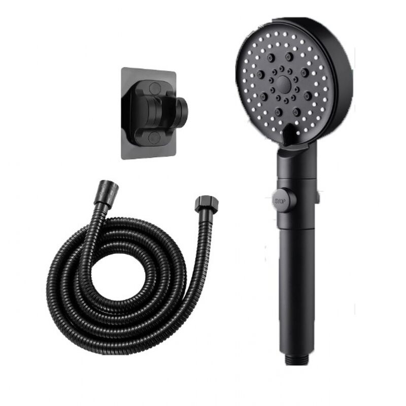 Csparkv - Noir) Pomme de Douche Haute Pression, Douchette Amovible Tête de Douche D'eau à 6 Modes, Shower Head avec Tuyau 1,5m et Support