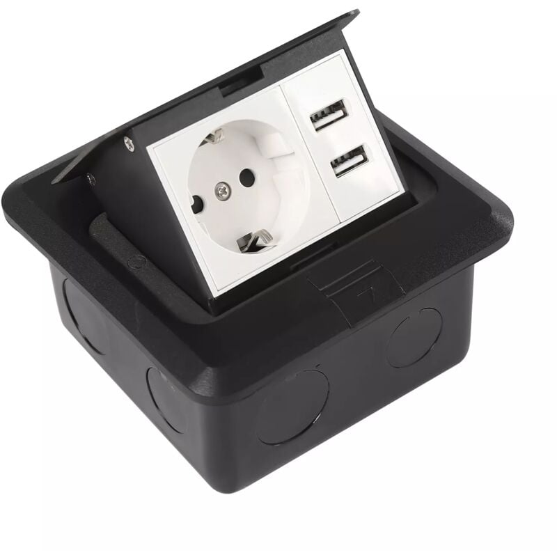 Noir Prise de courant rétractable prise étanche cuisine Triple prise 1 x prise IP44