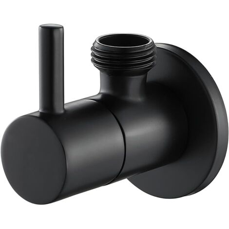 Noir Robinet D'arret WC Laiton Vanne D'arret de Robinet 1/2" x 1/2" Triangulaire Valve avec Poignée, pour Douchette Douche Salle de Bain