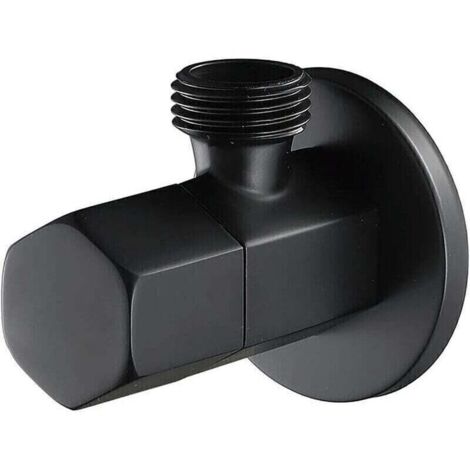 Noir Robinet D'arret WC Laiton Vanne D'arret de Robinet G1/2" Triangulaire Valve pour Douchette Douche Salle de Bain