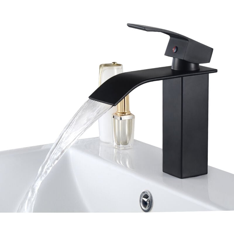 Cecipa - noir Robinet de Lavabo en Cascade Mitigeur en Laiton pour Salle de Bain Design Moderne
