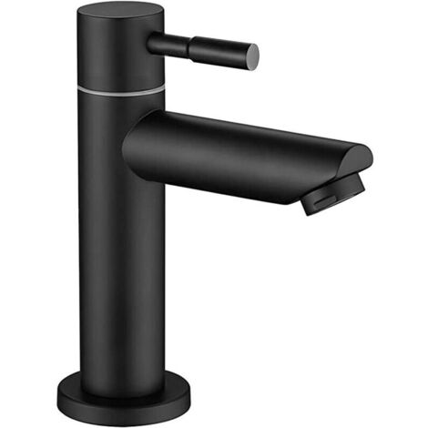 Noir Robinet De Salle De Bain,Noir Mat Mitigeur Lavabo Acier Inoxydable,Robinet De Lavabo Avec Eau Froide Chaude Disponible,Avec Cartouche Céramique,Anti-Oxydant,Démontable Pratique Pour Nettoyer