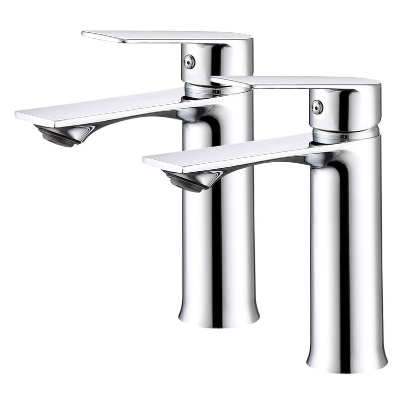 2X Mitigeur Lavabo Robinet Salle Bain Robinet Lavabo pour Salle de Bain Réglable à Chaud et à Froid Robinet Chromé Acier Inox