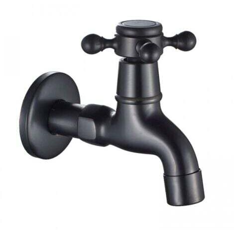 (Noir) Robinet Vintage pour Eau Froide avec Monocommande Interface G1/2 - Robinet de Vadrouille Mural pour Lavabo Salle de Bain