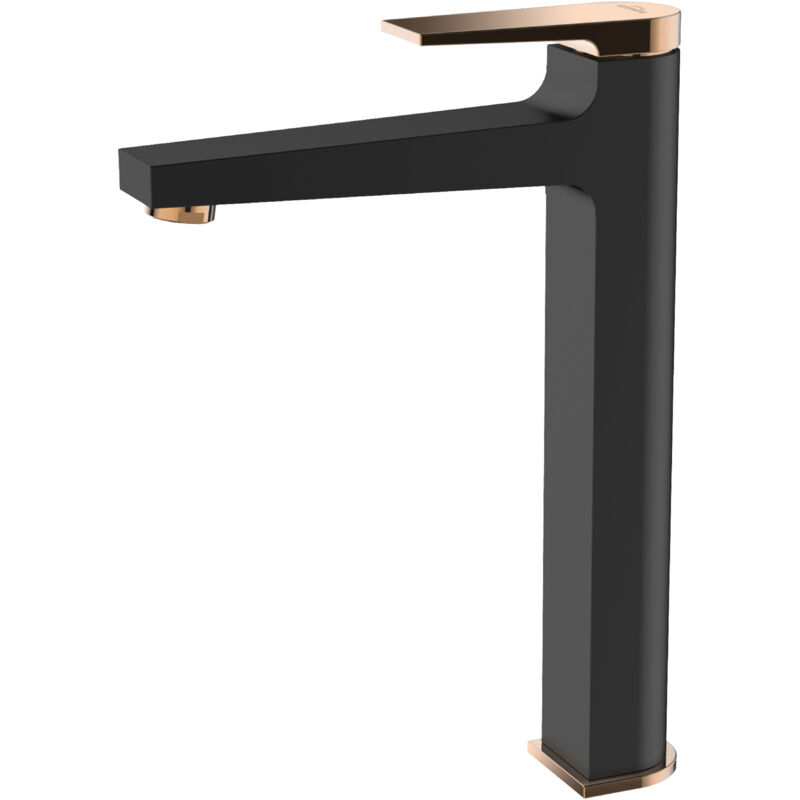 Invena - Robinet Salle De Bain Mitigeur Lavabo Haut Noir Or Monocommande Midnight