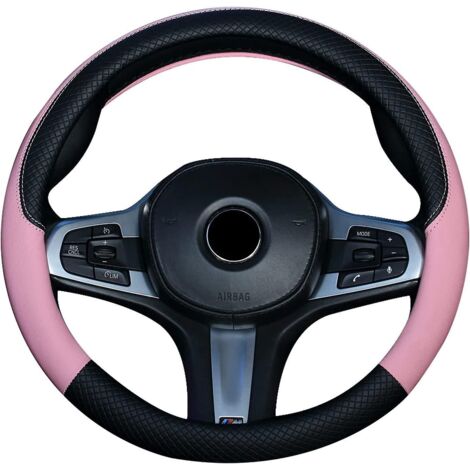 (noir Rose) Housse De Volant, Couvre Volant Voiture Simili Cuir, Antidrapant, Respirant, Universel 15"/environ 38cm, Accessoires Auto Decoration I