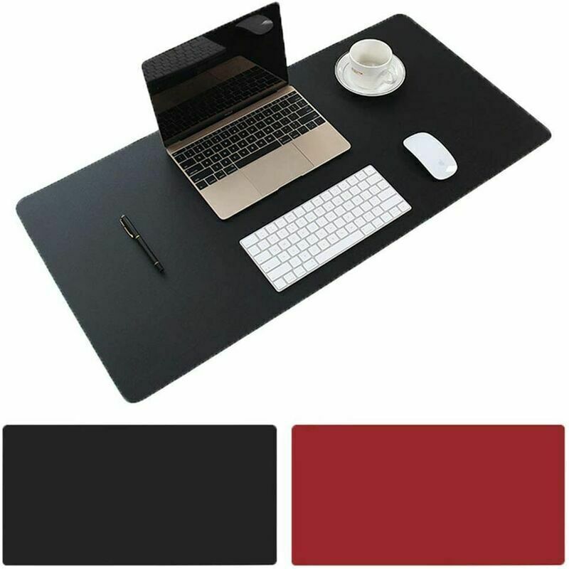 Noir + Rouge Tapis de Souris Bureau, 600 x 300x2mm Ultra mince Anti-dérapant et étanche pu cuir tapis de bureau Super-Portable tapis de bureau avec