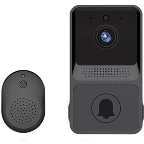 (Noir) Sonnette vidéo sans Fil, Sonnette vidéo Wi-FI Intelligente avec Carillon,kit de Sonnette de Porte avec vidéo HD, WiFi 2,4 G