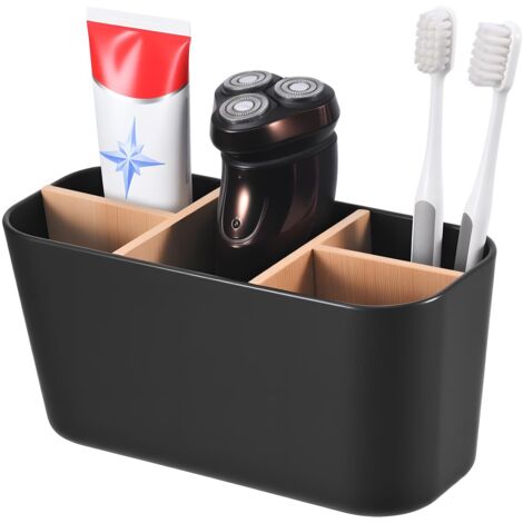 Noir Support Brosse À Dent Électrique À 5 Compartiments, Rangement Brosse À Dent, Porte Brosse À Dents, Organisateur Salle De Bain, pour Bureau, Salon, Cuisine