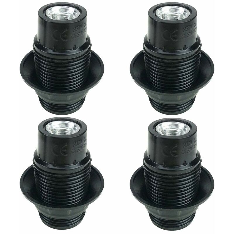 Jusch - Noir Support D'ampoule E14, 4 Pièces Douille E14, Ampoule à Douille E14, Douille D'ampoule Solide, Adaptateur Noir Socket