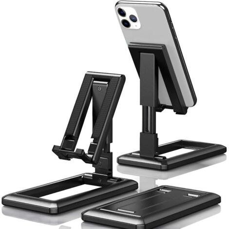 (noir) Support De Tlphone De Bureau Portable, Support De Tlphone De Bureau Pliable, Support De Tablette Pliable, Angle Rglable En Hauteur, Compati