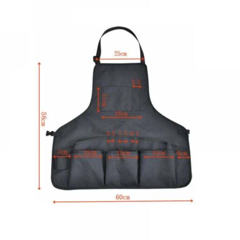 (noir) Tablier de Jardinage Tablier Jardinier en Tablier de Travail en Tablier de Protection Réglable pour Outils de Jardin