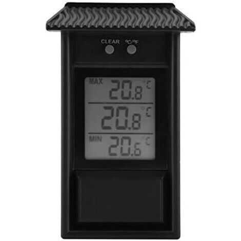 Noir Thermomètre numérique pour extérieur intérieur, thermomètre Exterieur Mural sans Fil étanche, -20 à +50°C
