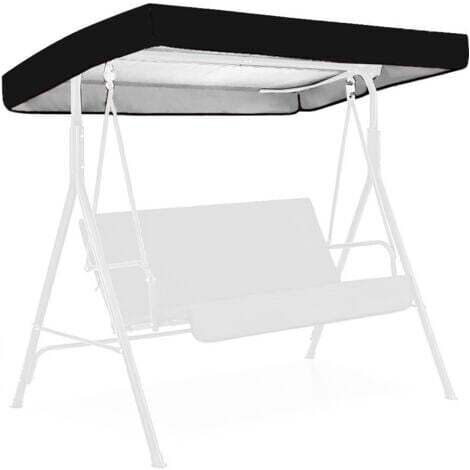 Noir Toile de Rechange pour Balancelle, Housse de Rechange 3 Places, Toit Balancelle de Jardin, Impermeable Couverture Auvent pour Jardins Battants et Terrasses