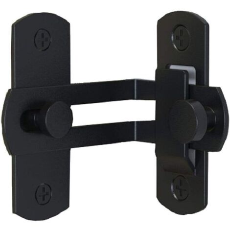 (Noir) Verrou de porte rabattable à 90 degrés Boulon Porte de grange Serrure à angle droit Boucle de porte incurvée