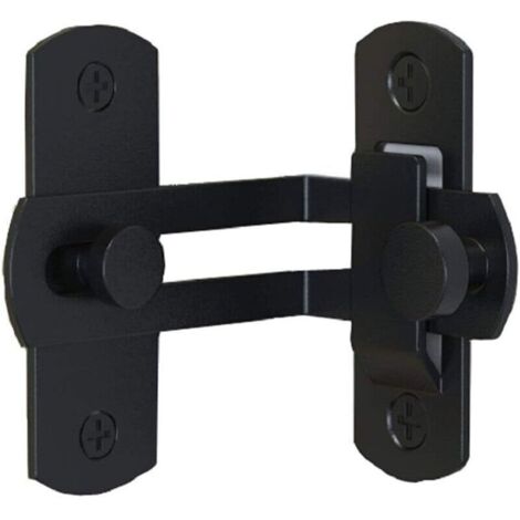 (Noir) Verrou de porte rabattable à 90 degrés Boulon Porte de grange Serrure à angle droit Boucle de porte incurvée