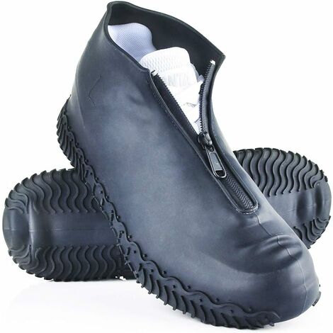 Noir XL-Couvre Chaussures Imperméables, Couvre Chaussures en Silicone Réutilisables avec Semelle Renforcée Antidérapante pour Les Jours Pluvieux et Neigeux pour Hommes, Femmes