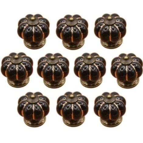 (Noir)10 Pcs Boutons de tiroir en céramique bouton de meuble pour tiroirs et placards de cuisine