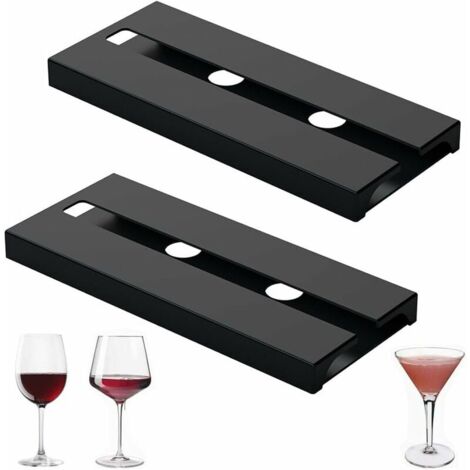 (Noir)2 Pièces Support à Verre à Vin Suspendu, Porte Verres Suspendu, Support à Verre à Vin, Porte Verre, Porte-Verres à Vin pour Maison, Bar, Cuisine, Restaurant (Noir)