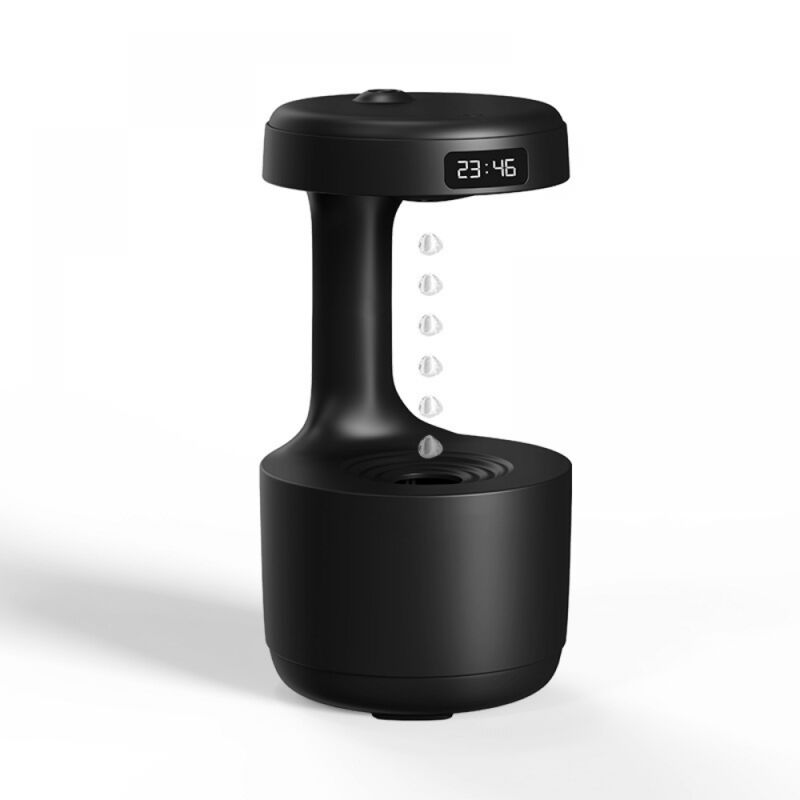 (noir)800 ml Top Fill humidificateur d'air, brume fraîche, humidificateur à brume chaude avec indicateur de temps, anti-gravité retour des gouttes