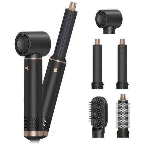 (Noir)Airbrush 5 en 1 Air Styler, Fer a Boucler, Thermal Brush, Brosse Lissante Seche Cheveux 5 en 1 pour Sécher, Boucler, Lisser