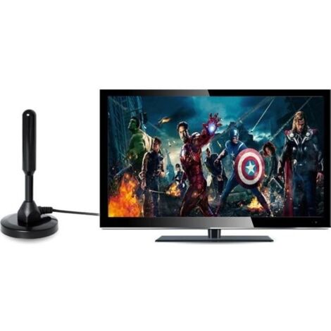 (Noir)Antenne TV Interieur Puissante, HDTV Antennes Amplifiée pour DVB-T TNT Numérique et Analogique TV Signaux (Noir) 60miles
