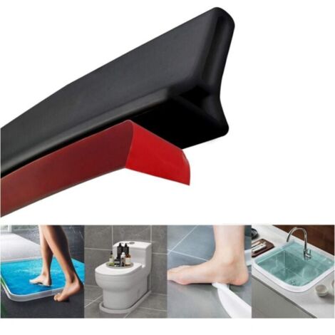 （Noir）Barrière de douche pliable et système de rétention pour barrage d'eau et maintient l'eau à l'intérieur du seuil，1 mètre