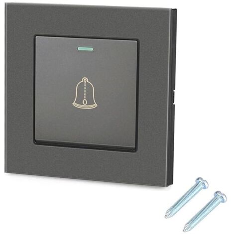 Noir，Bouton de Sonnette Extérieur éTanche 220–250 V, Interrupteur Sonnette de Porte en Verre avec Vis, Installation Facile, Usage Domestique ou Hôtelier, l'extérieur