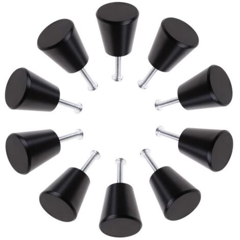 (Noir)Boutons de porte - Camio - 10Pcs - Noir - 20mm - Alliage d'aluminium