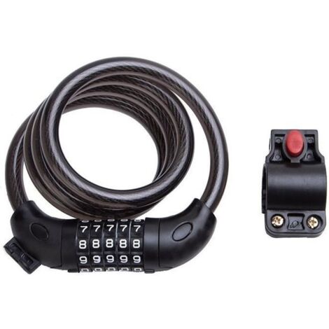 (Noir)Câble Vélo à Code Ecent - 5 Chiffres 1,2m - Noir - Pour Vélo Loisir